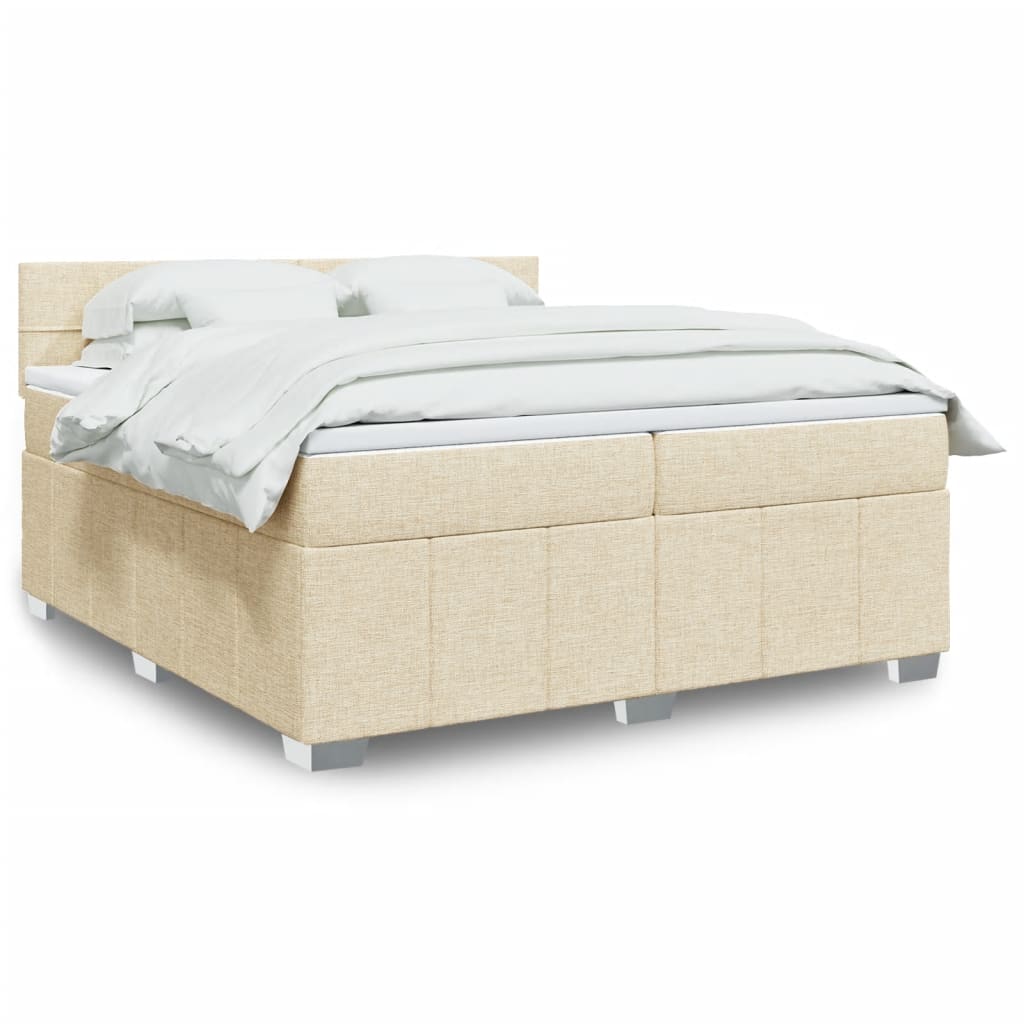 Sommier à lattes de lit avec matelas Crème 200x200 cm Tissu - XIOS