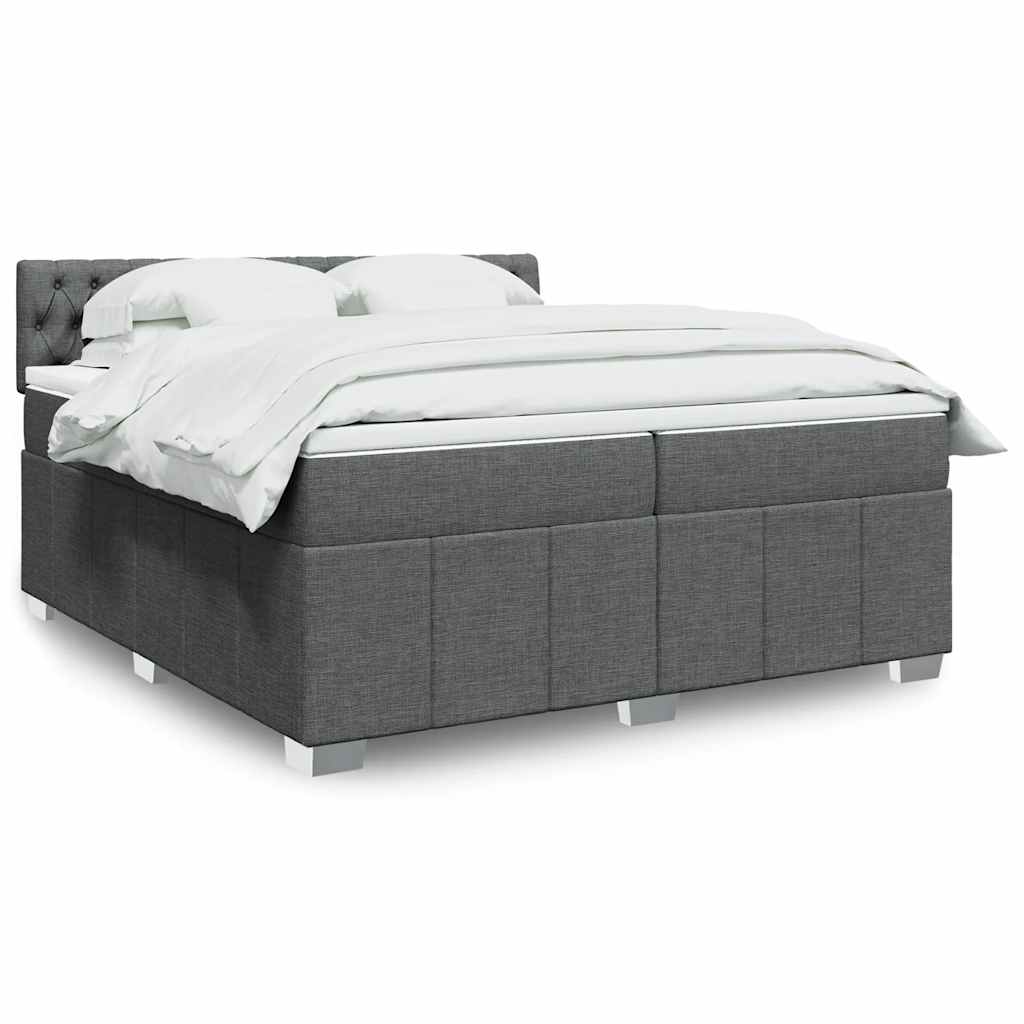 Sommier à lattes de lit avec matelas Gris foncé 200x200cm Tissu - XIOS