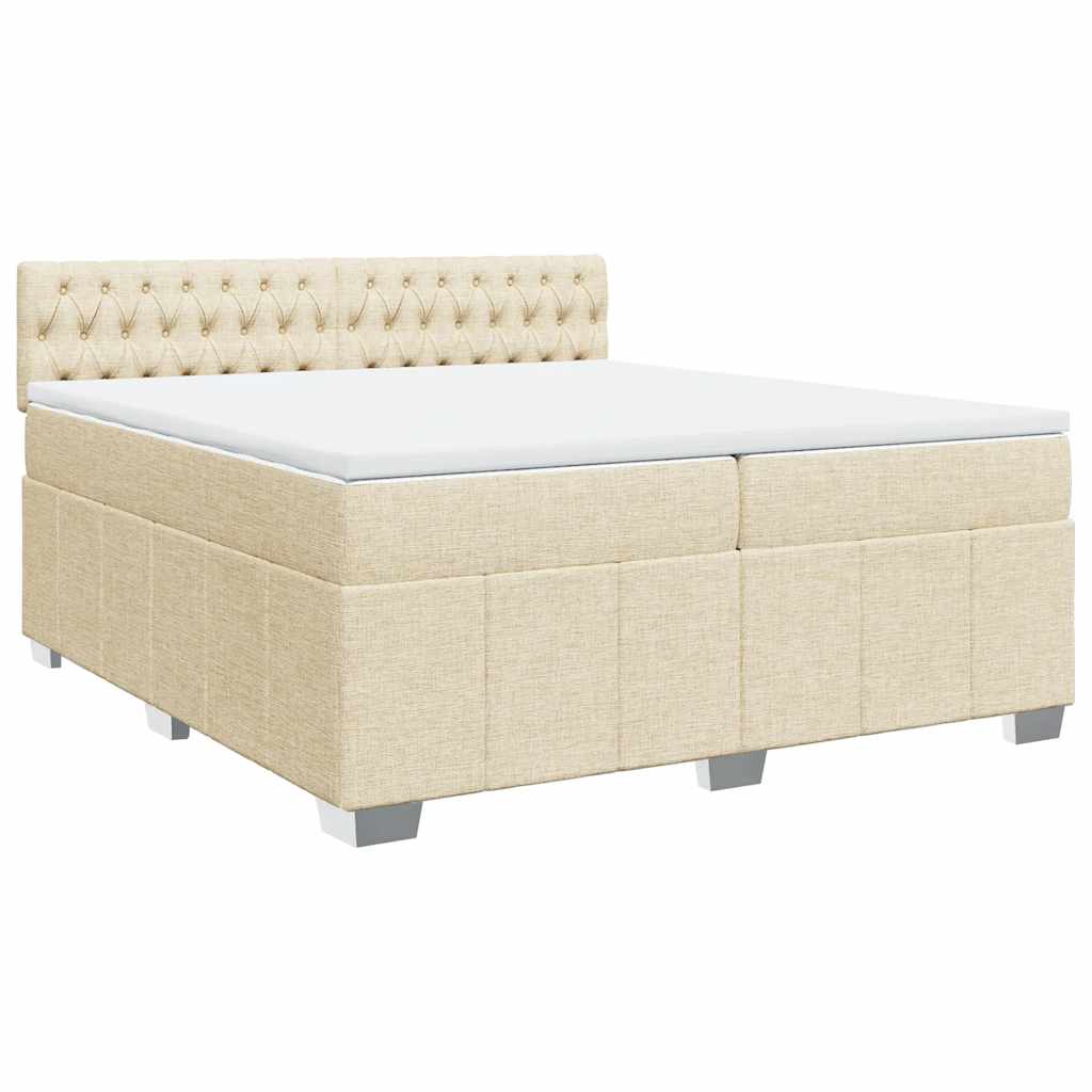 Sommier à lattes de lit avec matelas Crème 200x200 cm Tissu - XIOS