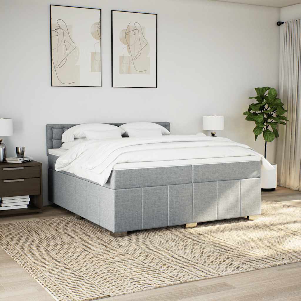 Sommier à lattes de lit avec matelas Gris clair 200x200cm Tissu - XIOS