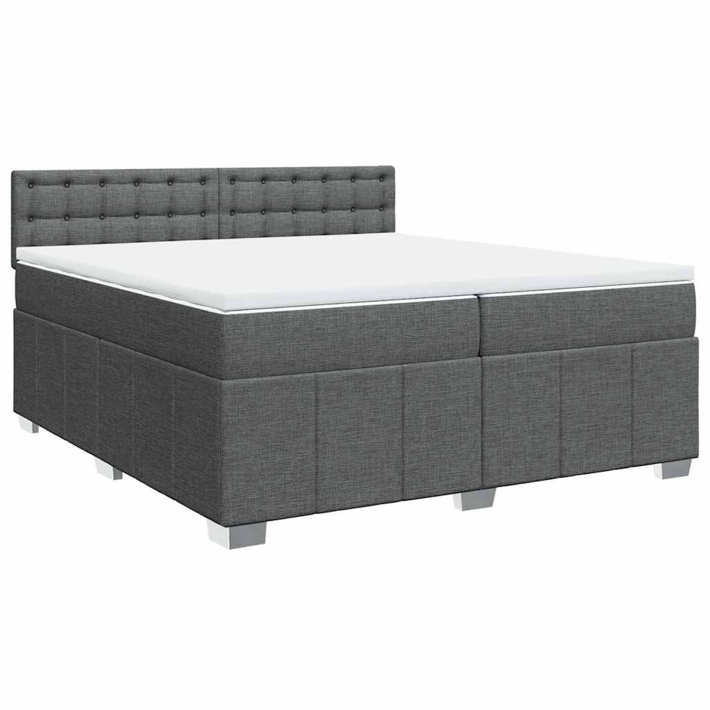 Sommier à lattes de lit avec matelas Gris foncé 200x200cm Tissu - XIOS