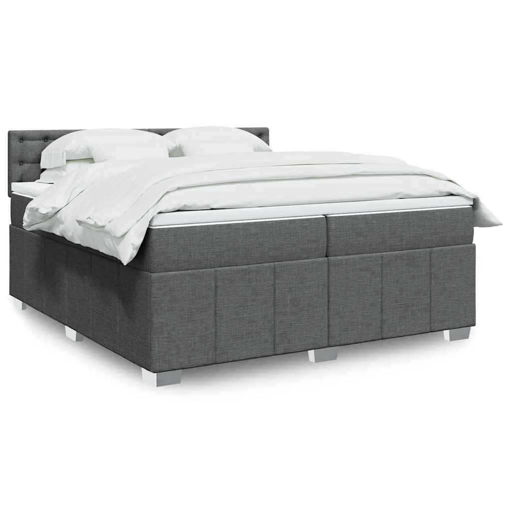 Sommier à lattes de lit avec matelas Gris foncé 200x200cm Tissu - XIOS