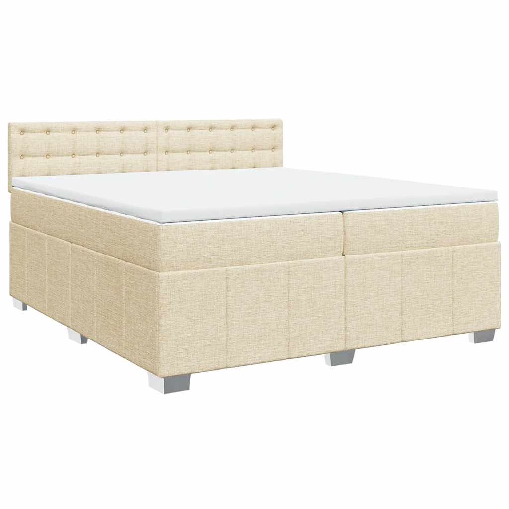 Sommier à lattes de lit avec matelas Crème 200x200 cm Tissu - XIOS