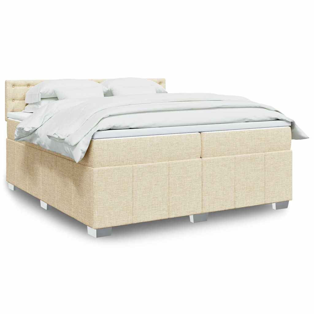 Sommier à lattes de lit avec matelas Crème 200x200 cm Tissu - XIOS