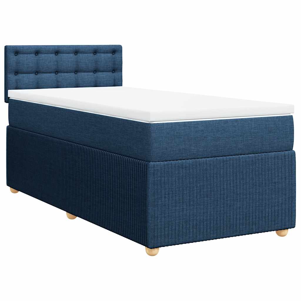 Sommier à lattes de lit avec matelas Bleu 100x200 cm Tissu - XIOS