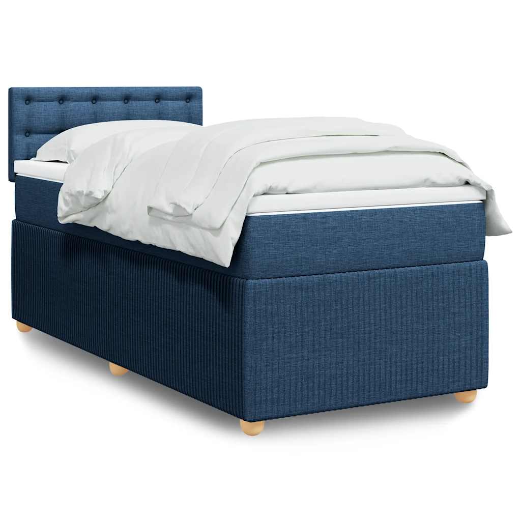 Sommier à lattes de lit avec matelas Bleu 100x200 cm Tissu - XIOS