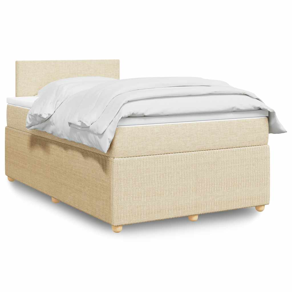Sommier à lattes de lit avec matelas crème 120x190 cm tissu - XIOS