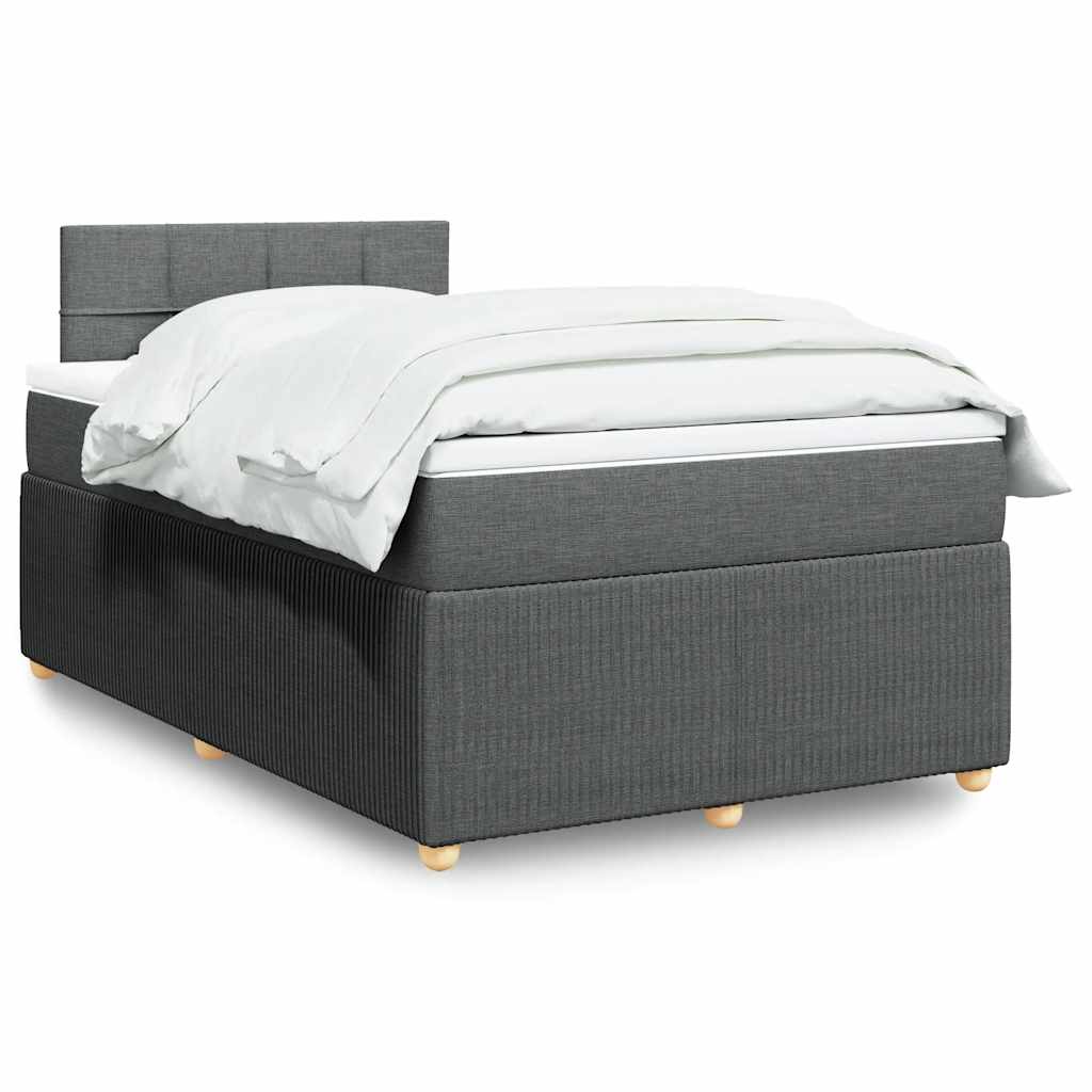 Sommier à lattes de lit avec matelas gris foncé 120x190cm tissu - XIOS