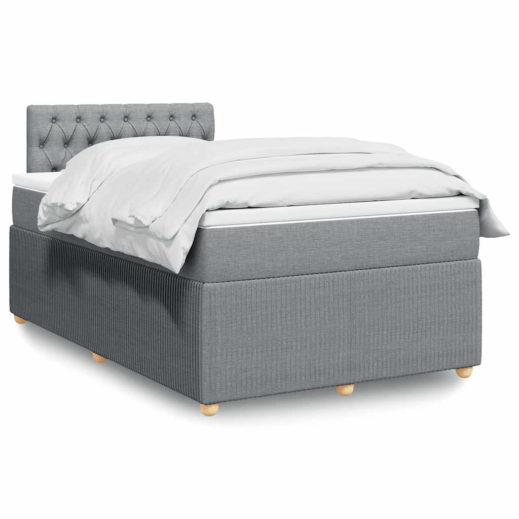 Sommier à lattes de lit et matelas gris clair 120x190 cm tissu - XIOS