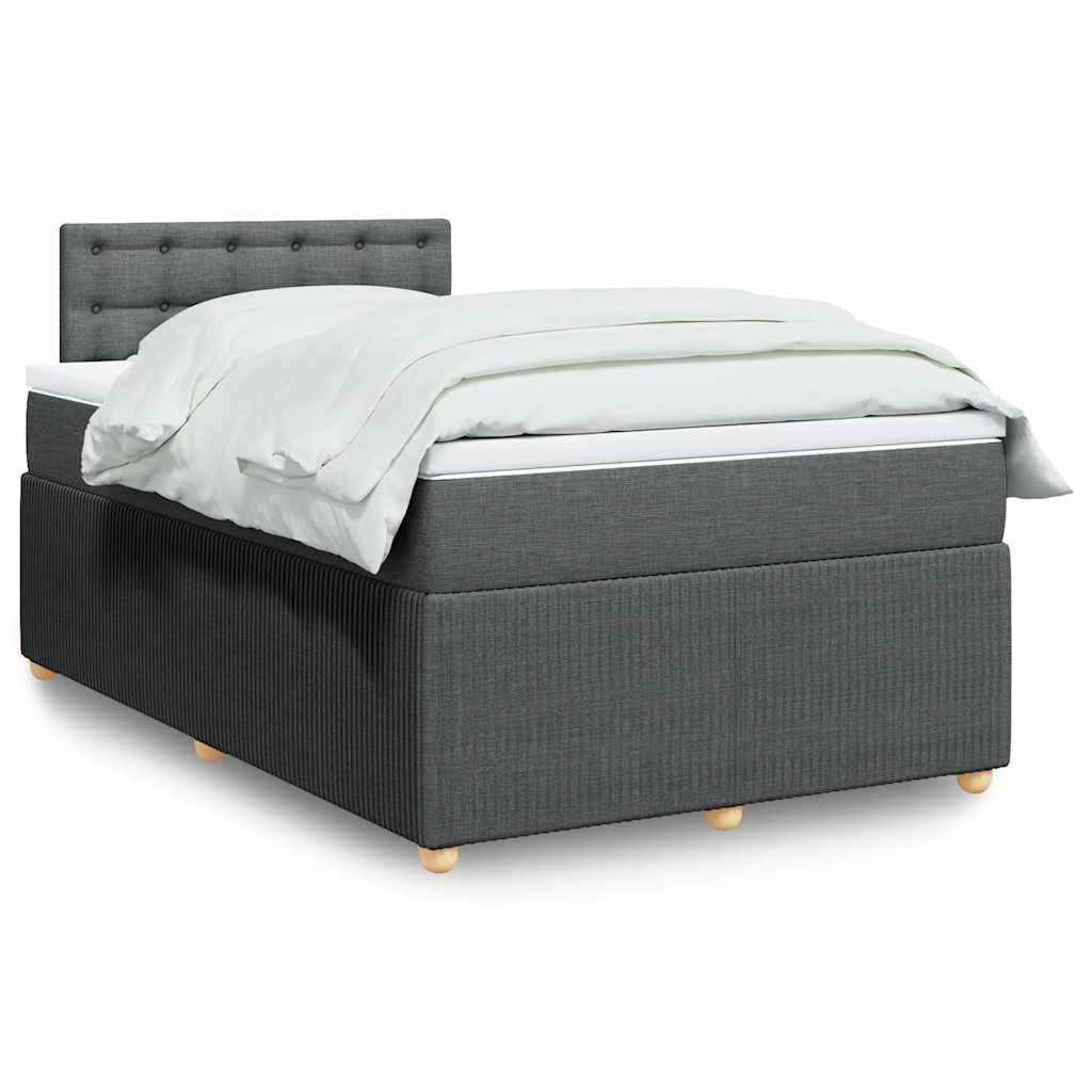 Sommier à lattes de lit avec matelas gris foncé 120x190cm tissu - XIOS