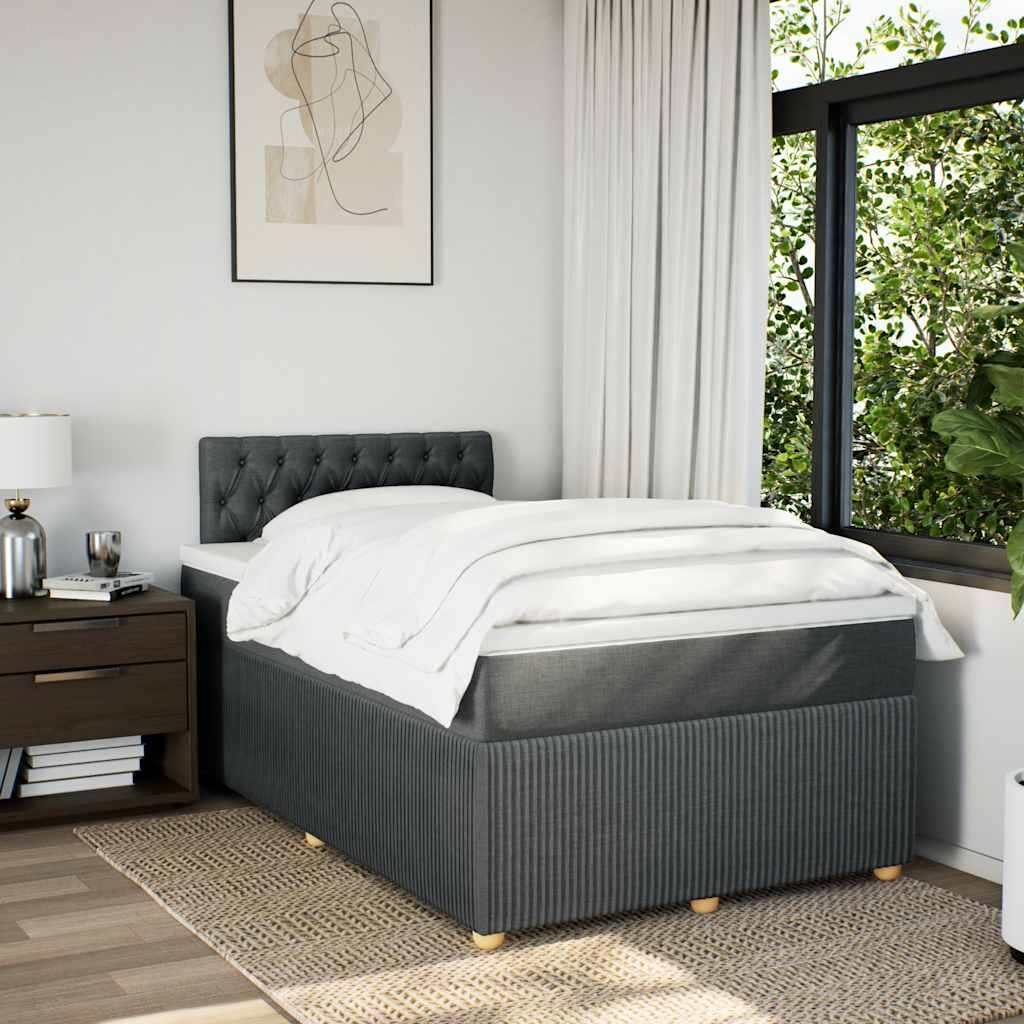 Sommier à lattes de lit avec matelas Gris foncé 120x200cm Tissu - XIOS