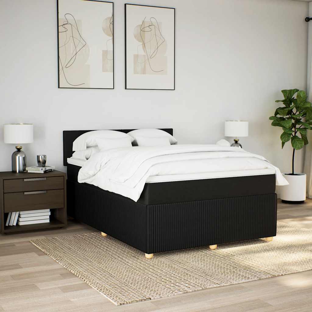 Sommier à lattes de lit avec matelas Noir 140x190 cm Tissu - XIOS