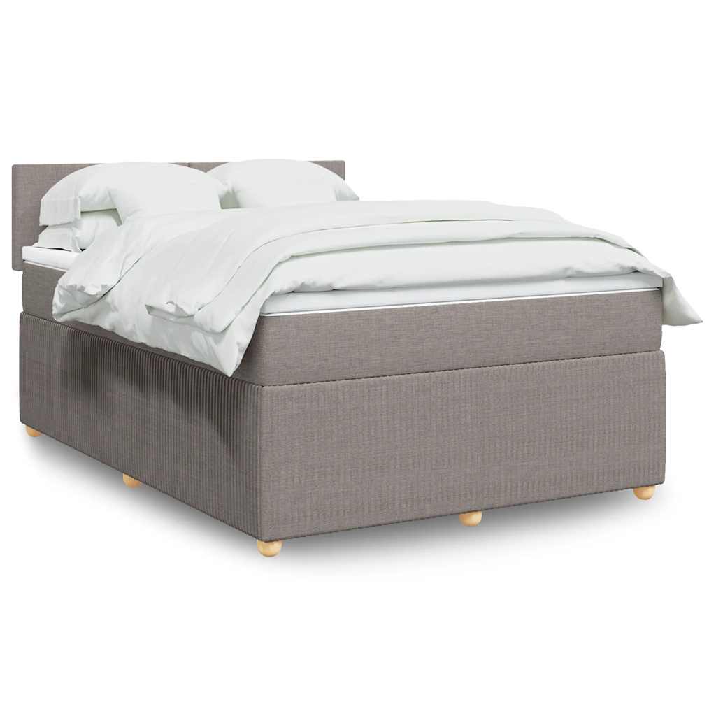 Sommier à lattes de lit avec matelas Taupe 140x190 cm Tissu - XIOS