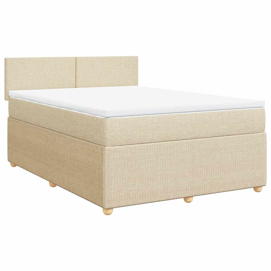 Sommier à lattes de lit avec matelas Crème 140x190 cm Tissu - XIOS