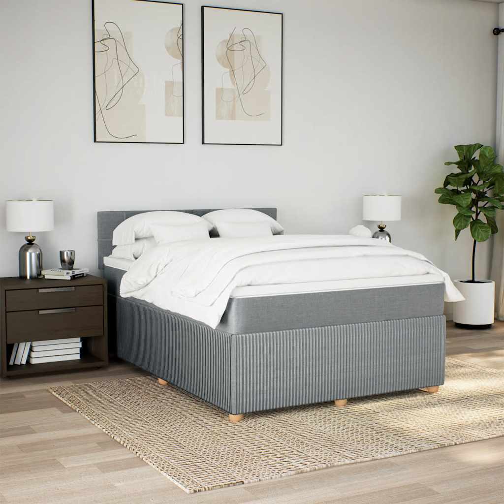 Sommier à lattes de lit avec matelas Gris clair 140x190cm Tissu - XIOS