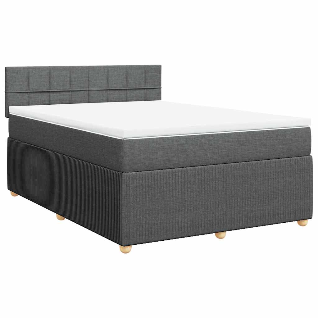 Sommier à lattes de lit avec matelas Gris foncé 140x190cm Tissu - XIOS