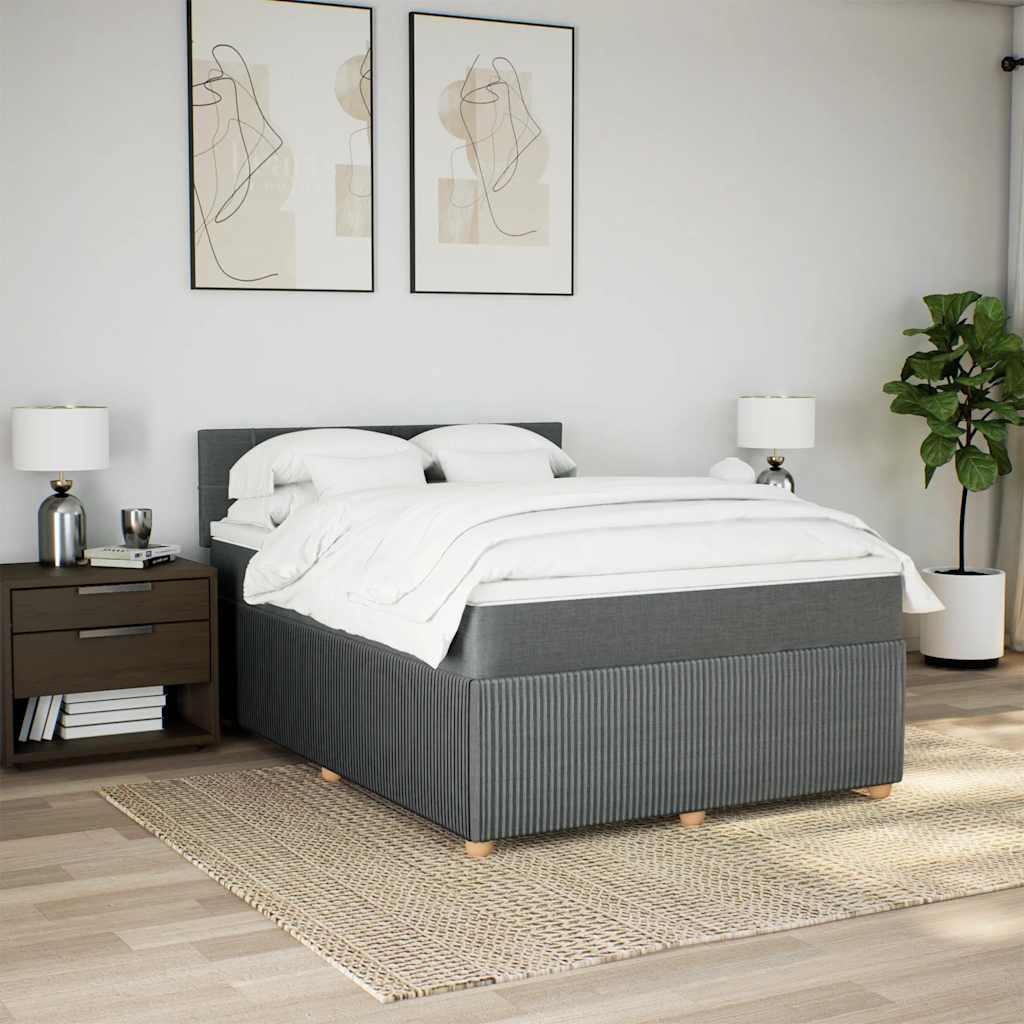 Sommier à lattes de lit avec matelas Gris foncé 140x190cm Tissu - XIOS