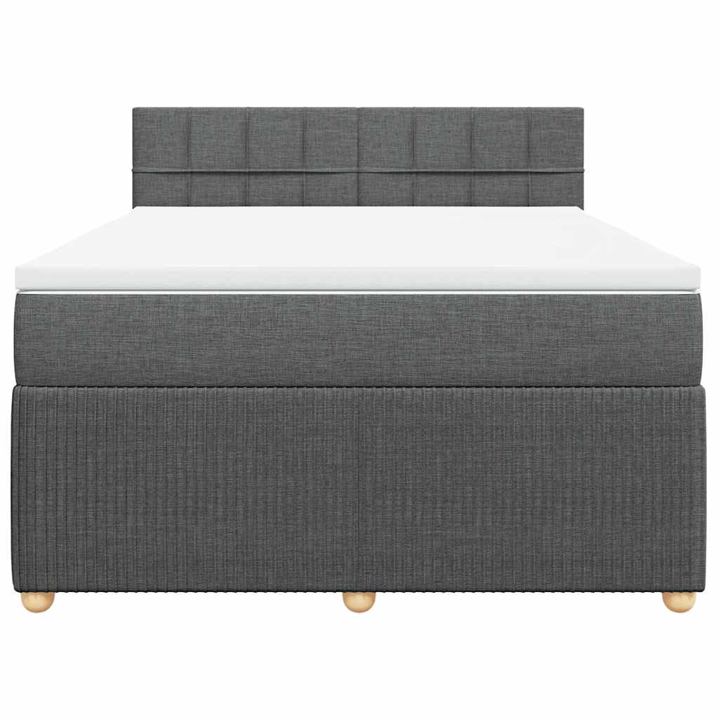 Sommier à lattes de lit avec matelas Gris foncé 140x190cm Tissu - XIOS