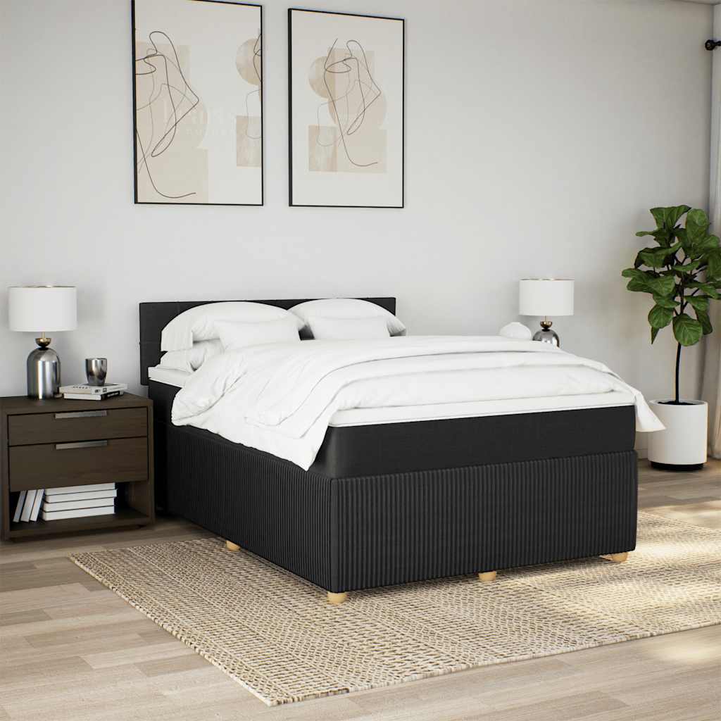 Sommier à lattes de lit avec matelas Noir 140x190 cm Tissu - XIOS