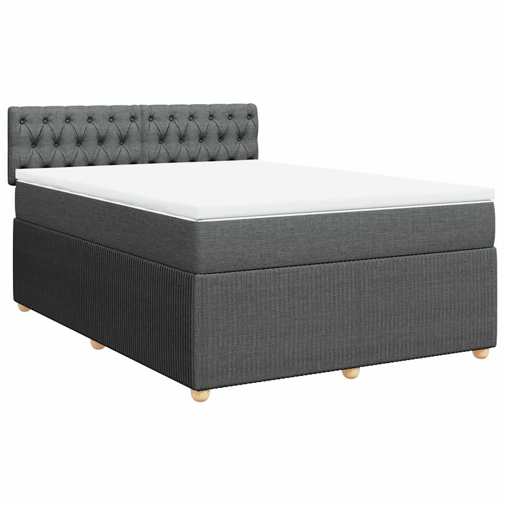 Sommier à lattes de lit avec matelas Gris foncé 140x190cm Tissu - XIOS