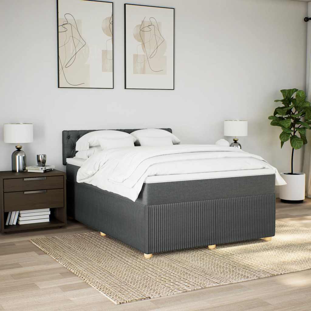 Sommier à lattes de lit avec matelas Gris foncé 140x190cm Tissu - XIOS