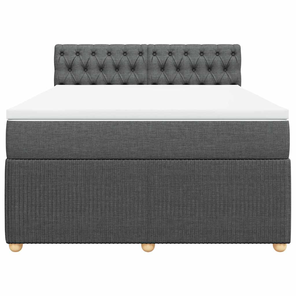 Sommier à lattes de lit avec matelas Gris foncé 140x190cm Tissu - XIOS
