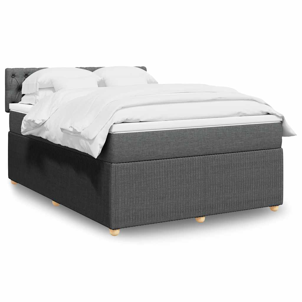 Sommier à lattes de lit avec matelas Gris foncé 140x190cm Tissu - XIOS