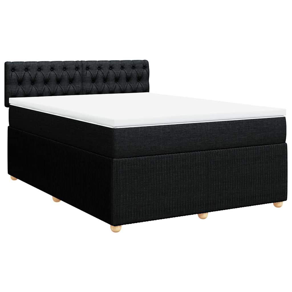 Sommier à lattes de lit avec matelas Noir 140x190 cm Tissu - XIOS