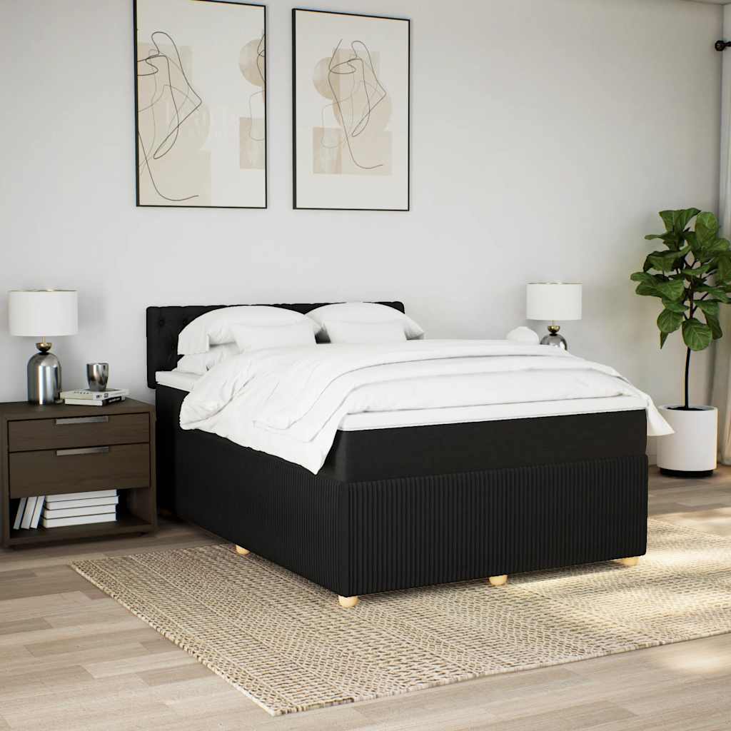 Sommier à lattes de lit avec matelas Noir 140x190 cm Tissu - XIOS