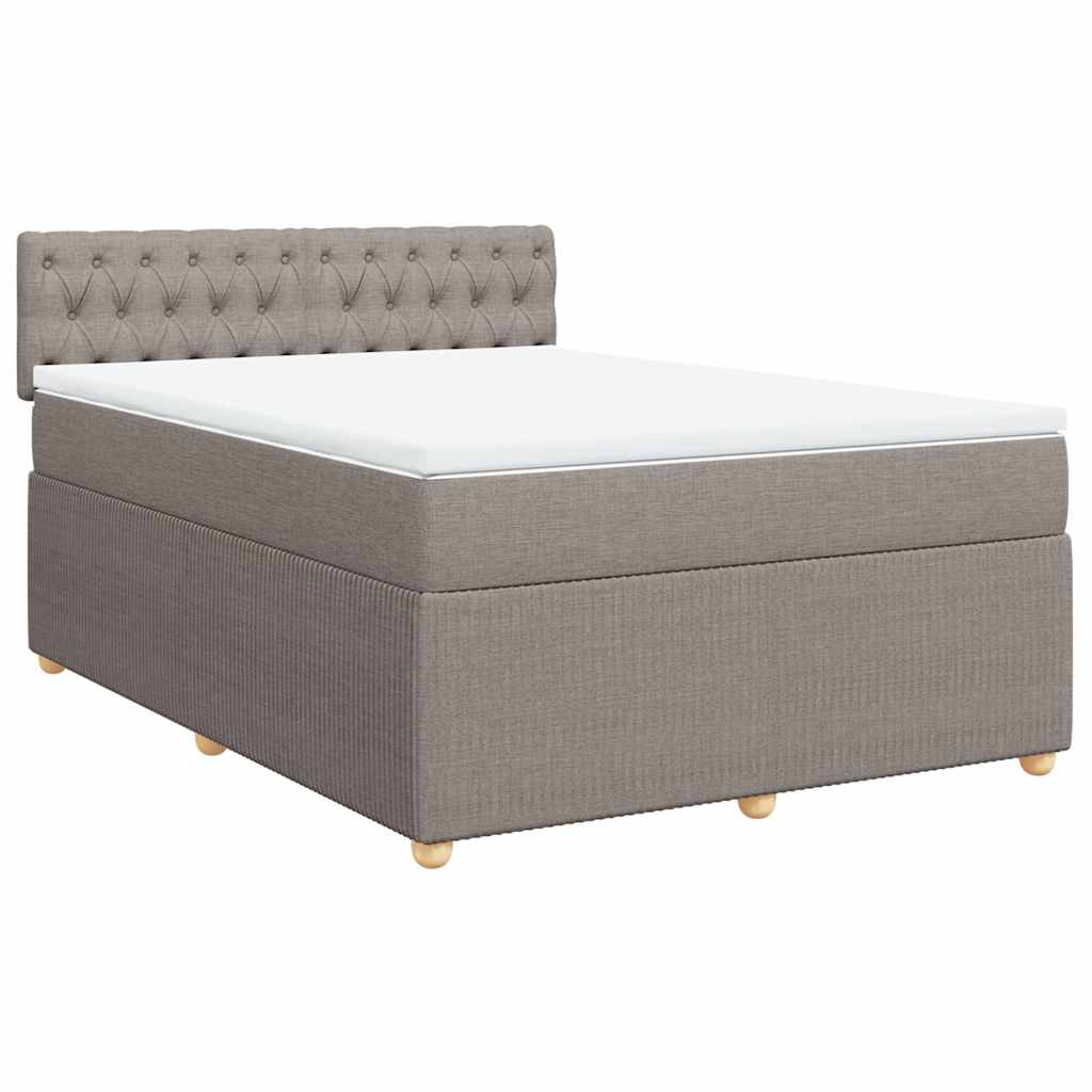 Sommier à lattes de lit avec matelas Taupe 140x190 cm Tissu - XIOS