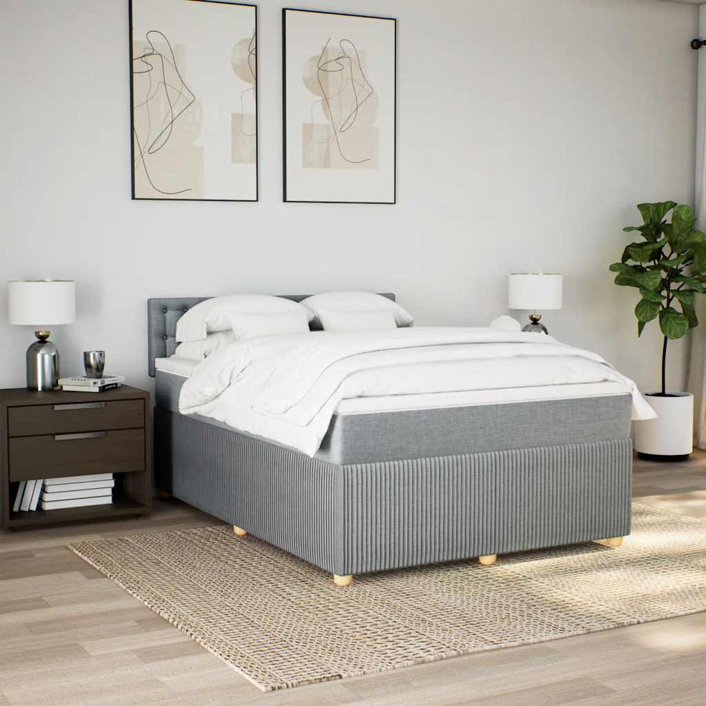 Sommier à lattes de lit avec matelas Gris clair 140x190cm Tissu - XIOS