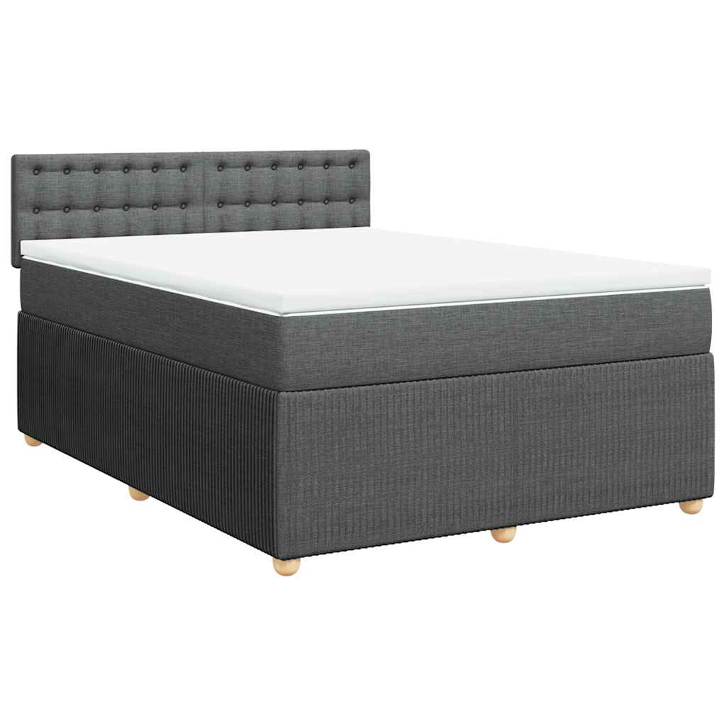 Sommier à lattes de lit avec matelas Gris foncé 140x190cm Tissu - XIOS
