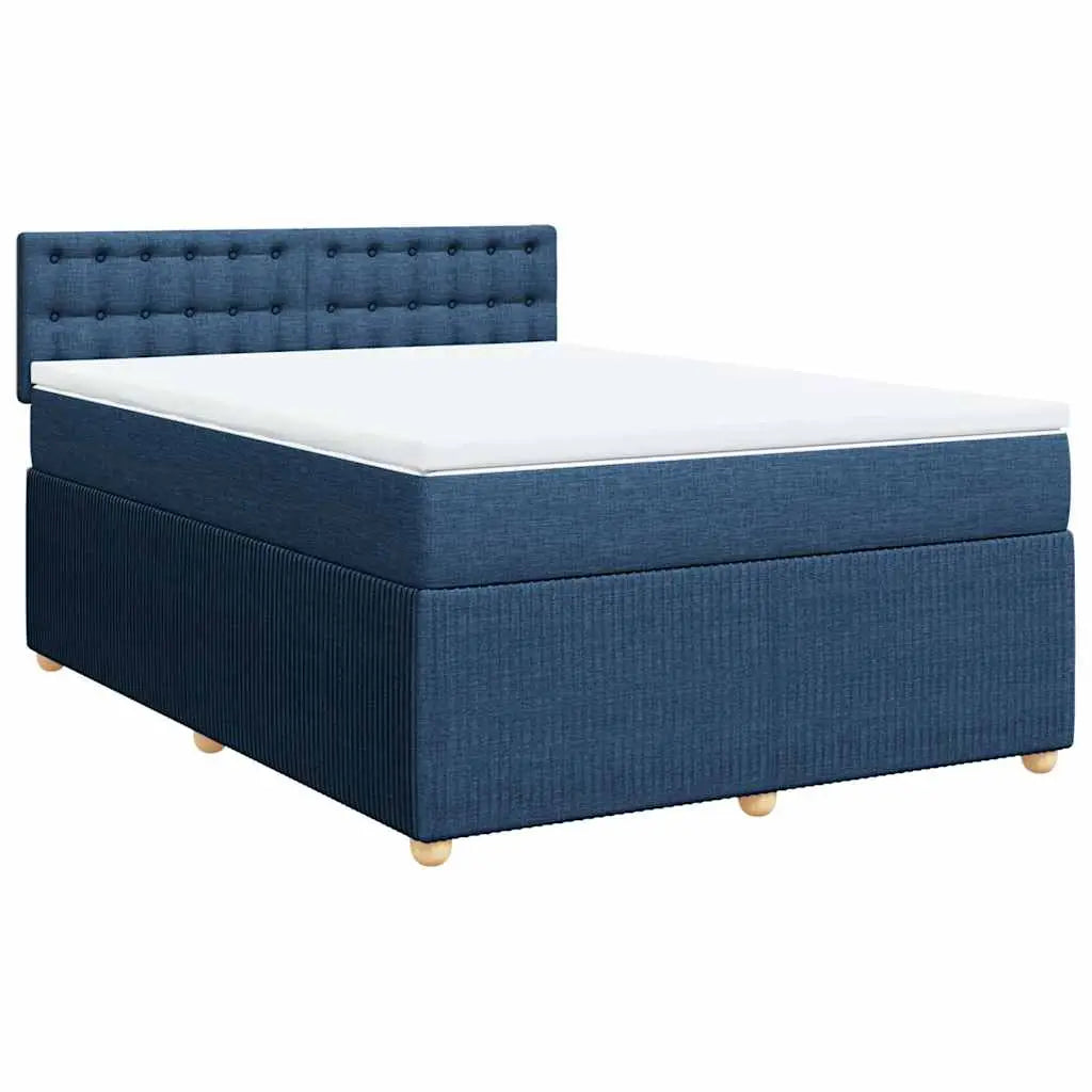 Sommier à lattes de lit avec matelas Bleu 140x190 cm Tissu - XIOS