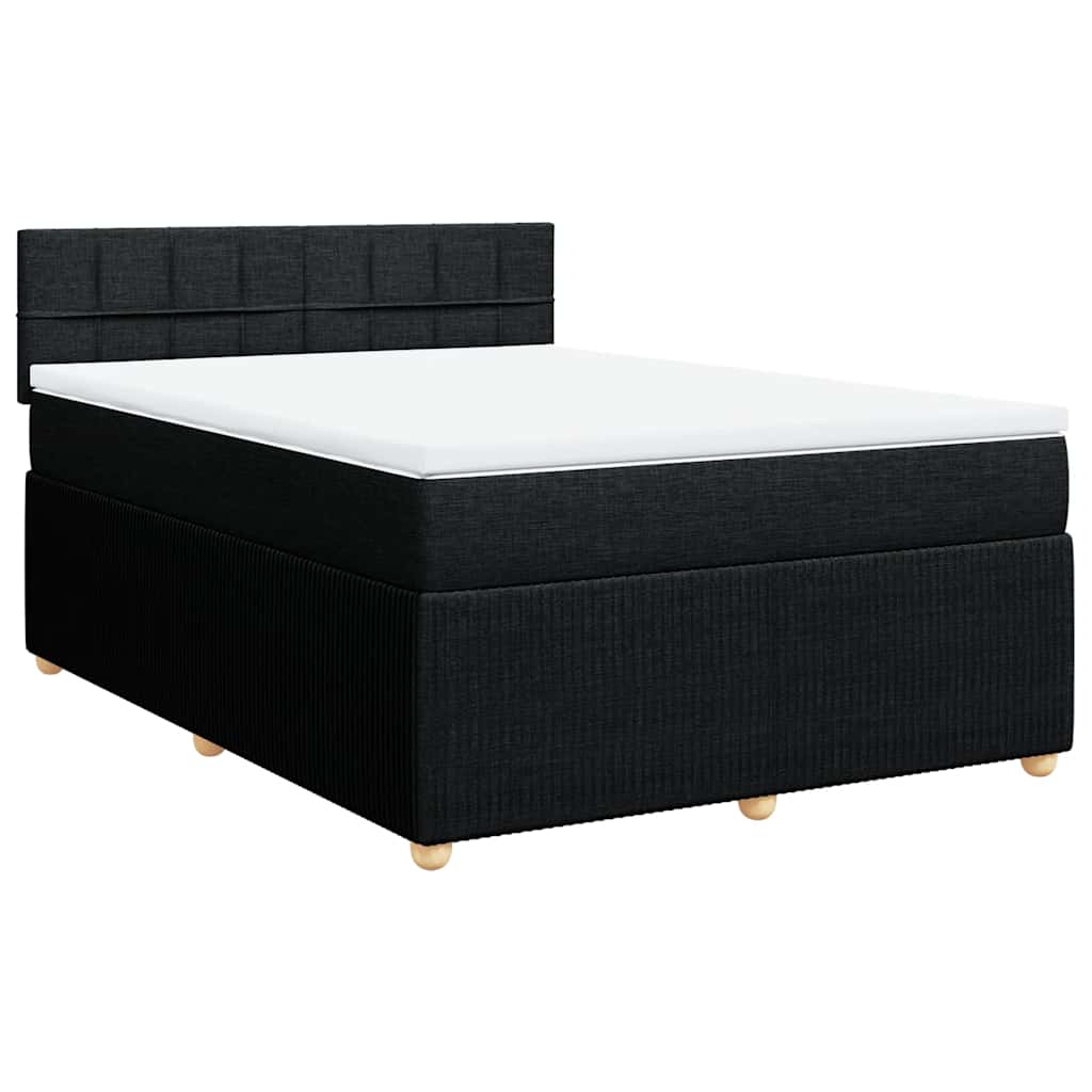 Sommier à lattes de lit avec matelas Noir 140x200 cm Tissu - XIOS