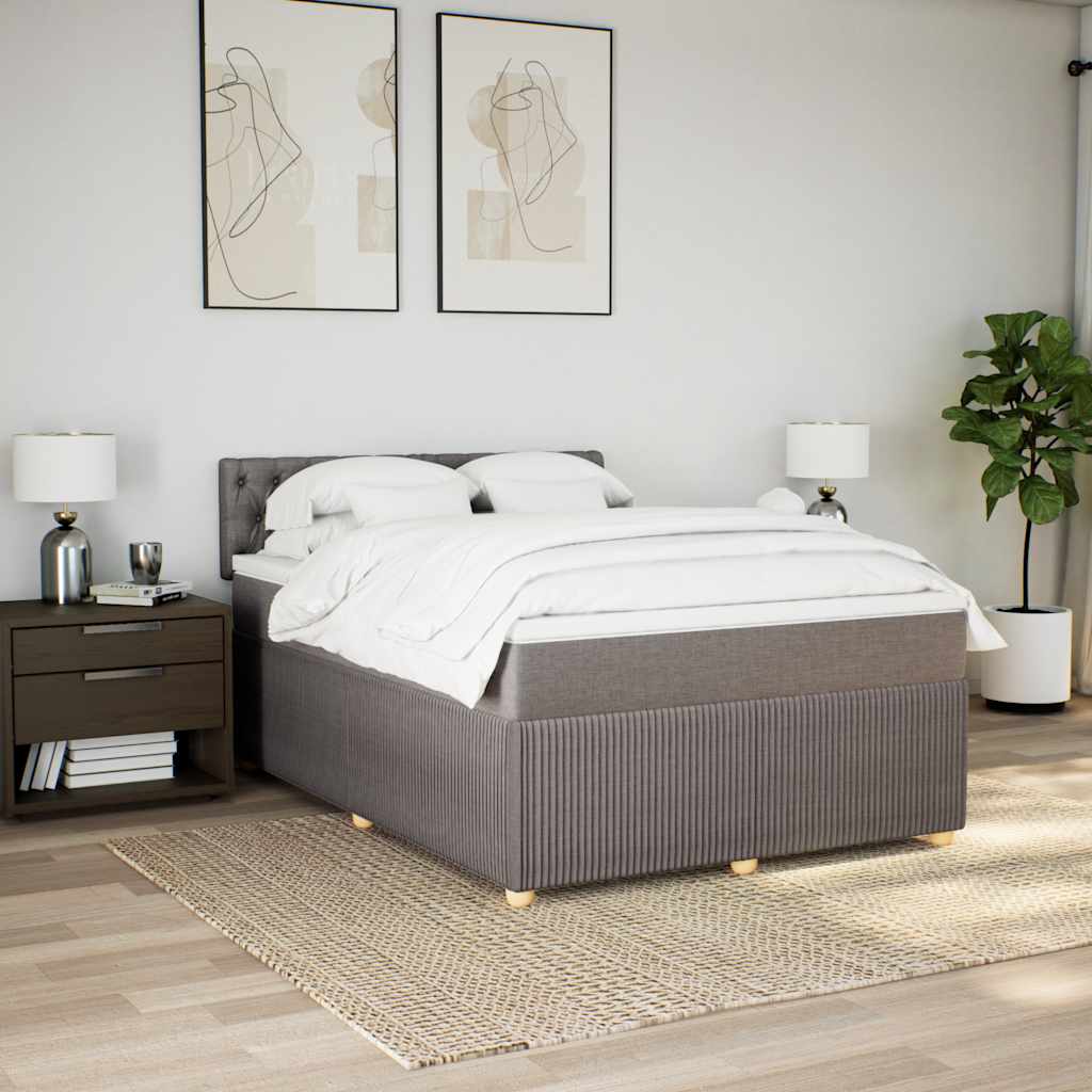 Sommier à lattes de lit avec matelas Taupe 140x200 cm Tissu - XIOS