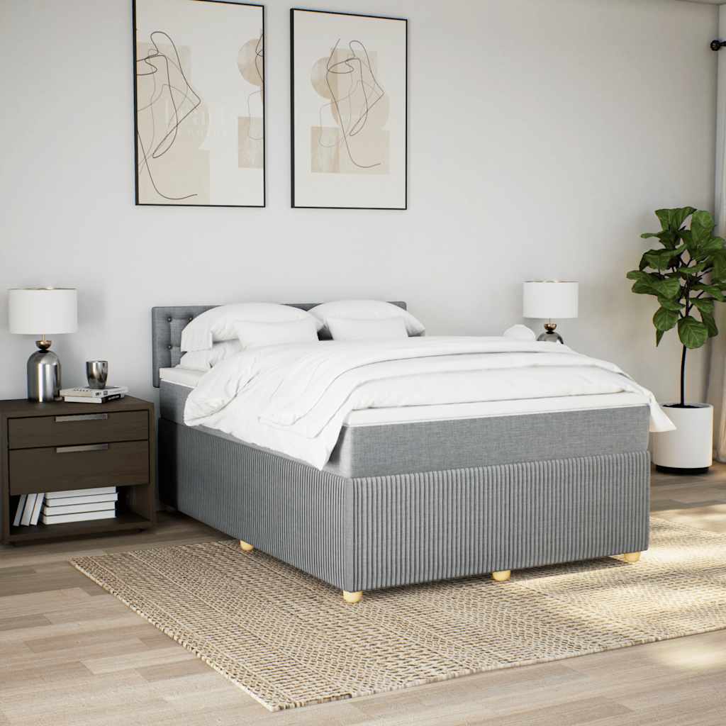 Sommier à lattes de lit avec matelas Gris clair 140x200cm Tissu - XIOS