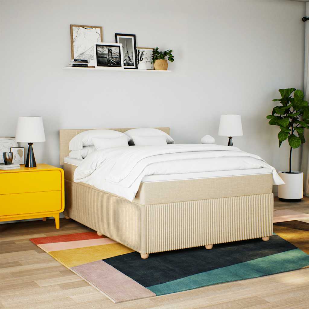 Sommier à lattes de lit avec matelas Crème 160x200 cm Tissu - XIOS