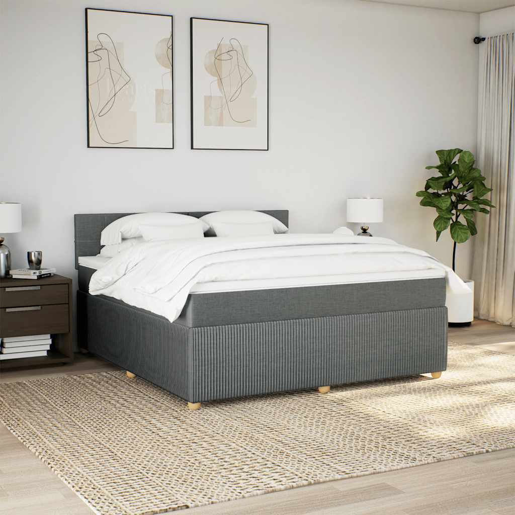 Sommier à lattes de lit avec matelas Gris foncé 180x200cm Tissu - XIOS