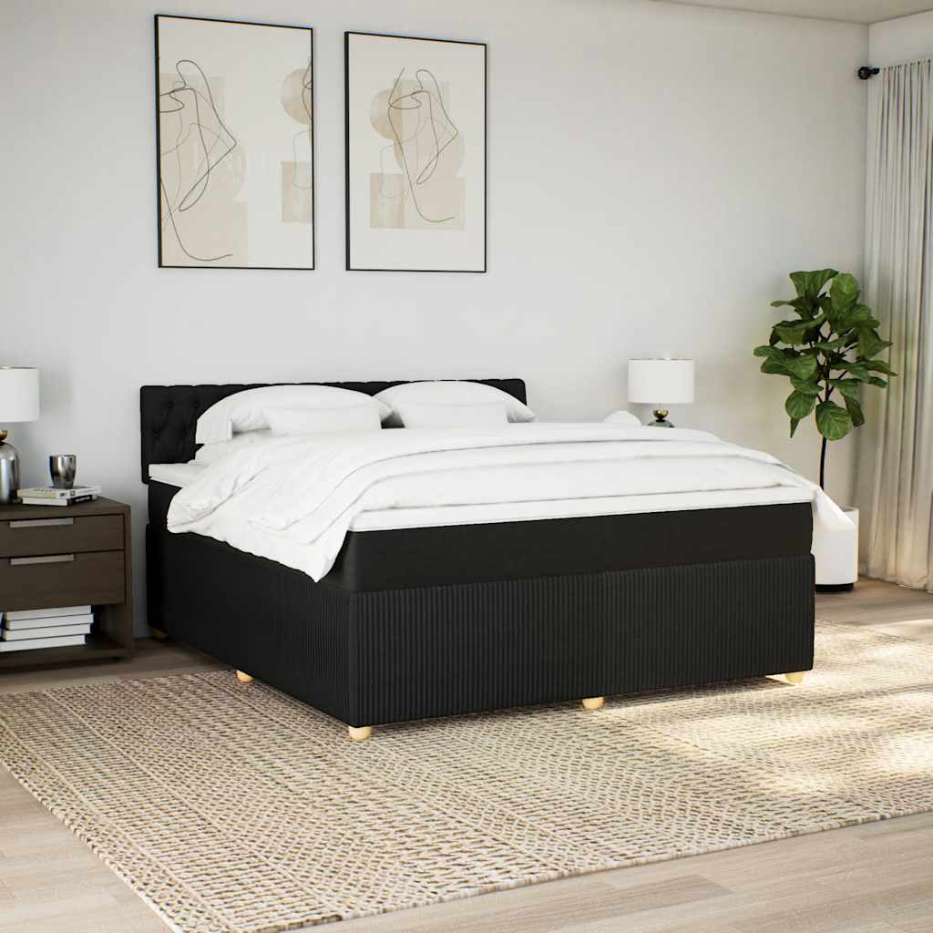 Sommier à lattes de lit avec matelas Noir 180x200 cm Tissu - XIOS