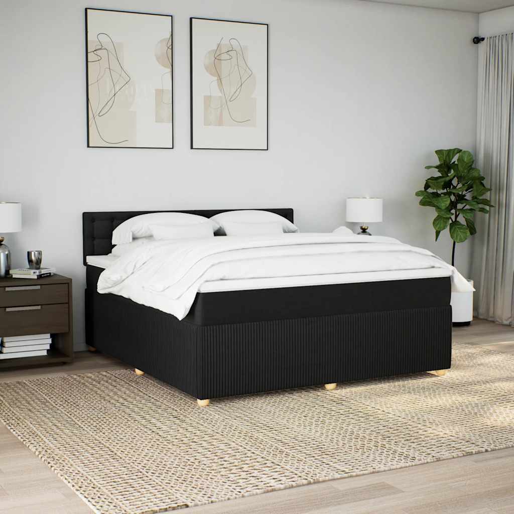 Sommier à lattes de lit avec matelas Noir 180x200 cm Tissu - XIOS
