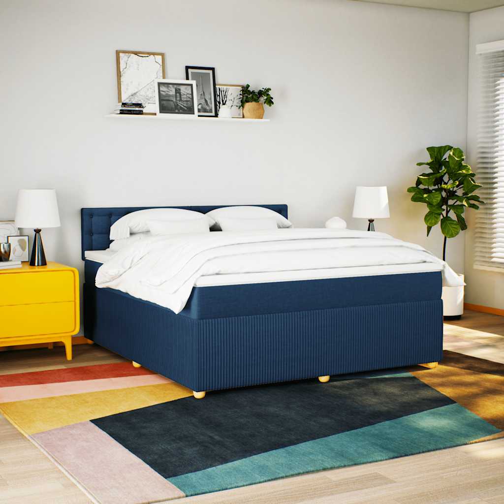 Sommier à lattes de lit avec matelas Bleu 180x200 cm Tissu - XIOS