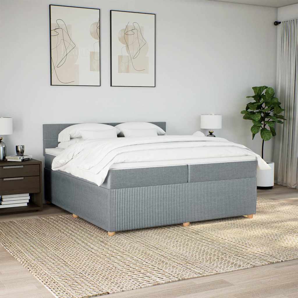 Sommier à lattes de lit avec matelas Gris clair 200x200cm Tissu - XIOS