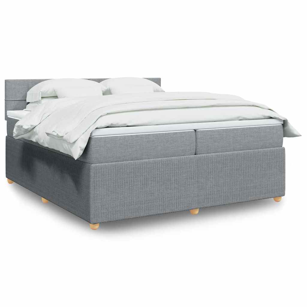 Sommier à lattes de lit avec matelas Gris clair 200x200cm Tissu - XIOS