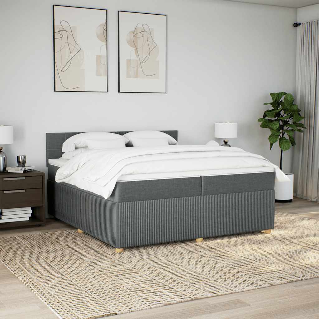 Sommier à lattes de lit avec matelas Gris foncé 200x200cm Tissu - XIOS