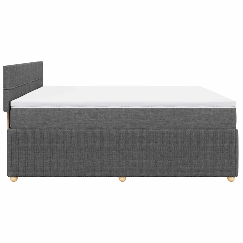Sommier à lattes de lit avec matelas Gris foncé 200x200cm Tissu - XIOS