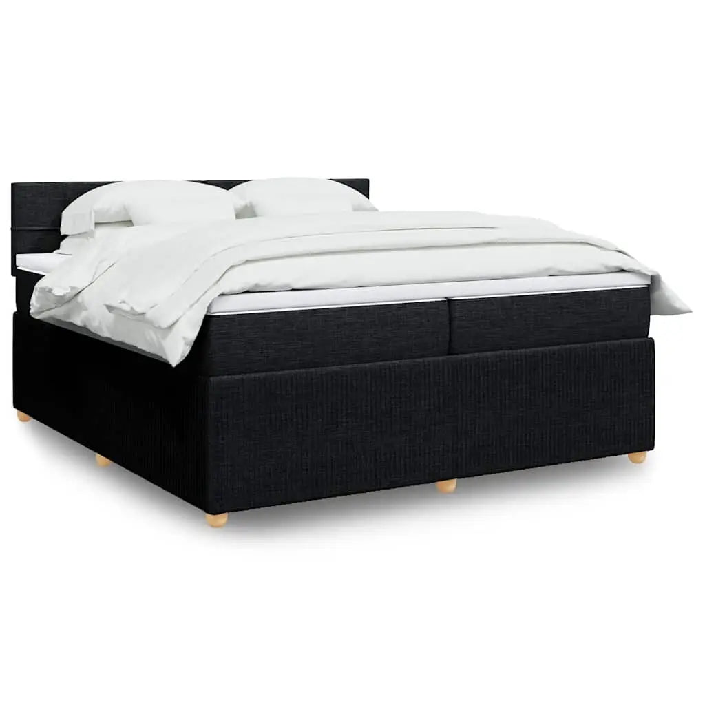 Sommier à lattes de lit avec matelas Noir 200x200 cm Tissu - XIOS