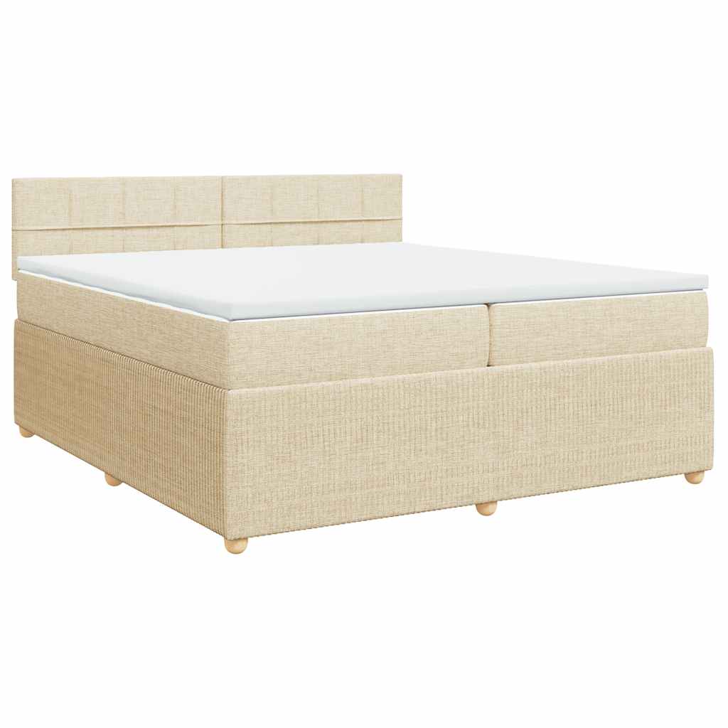 Sommier à lattes de lit avec matelas Crème 200x200 cm Tissu - XIOS