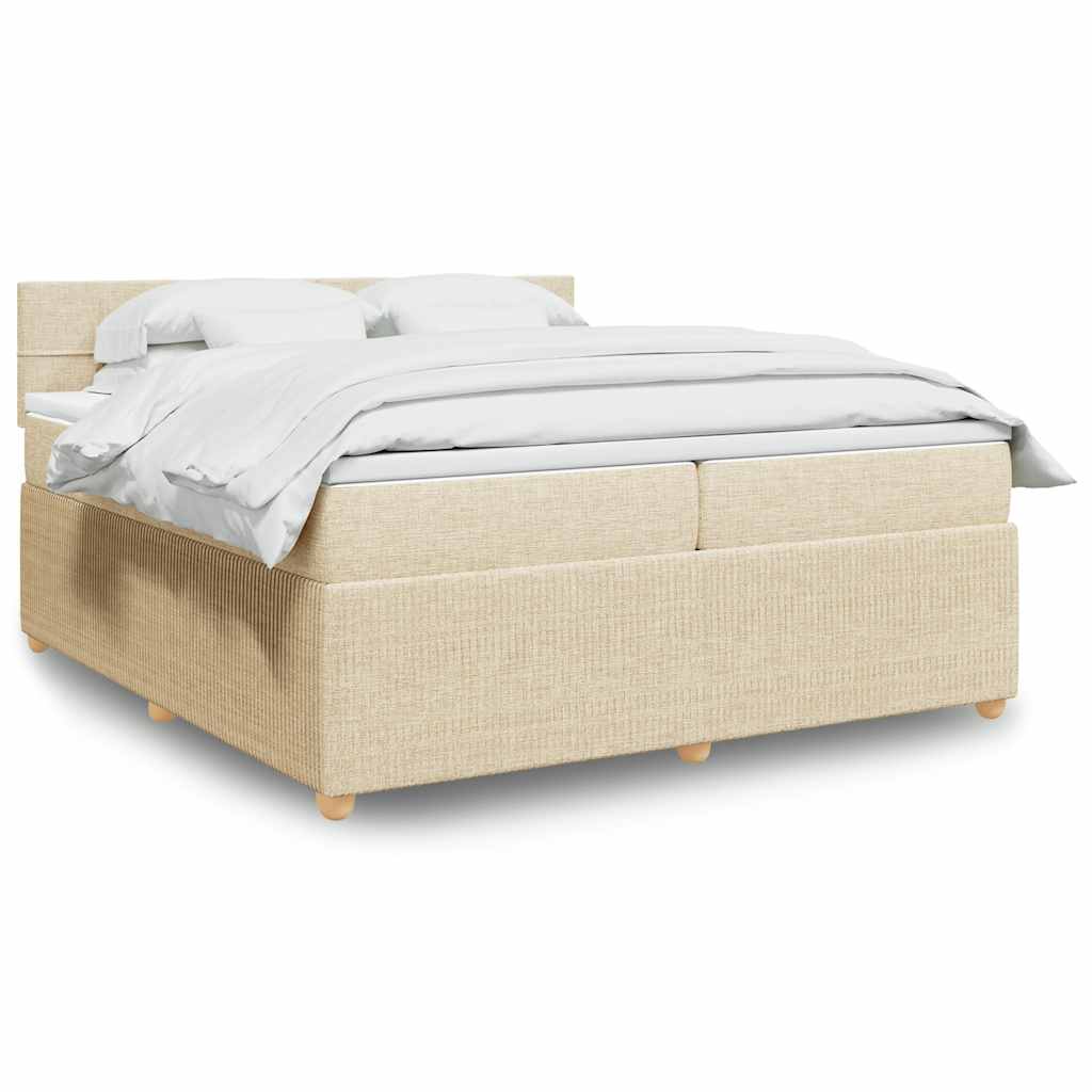 Sommier à lattes de lit avec matelas Crème 200x200 cm Tissu - XIOS