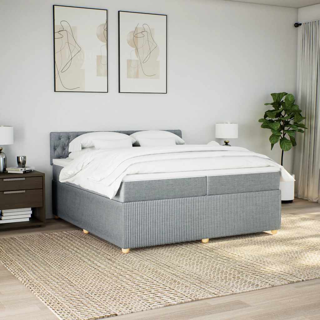 Sommier à lattes de lit avec matelas Gris clair 200x200cm Tissu - XIOS