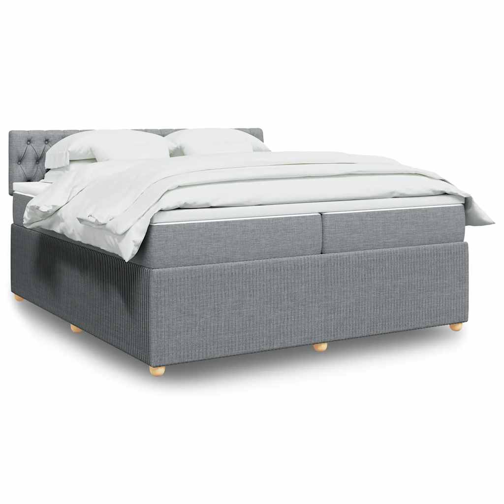 Sommier à lattes de lit avec matelas Gris clair 200x200cm Tissu - XIOS